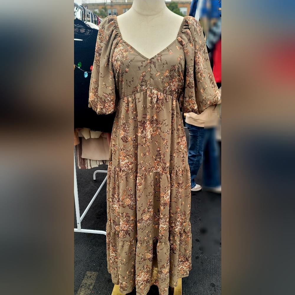 Floral Brown Women's Dress